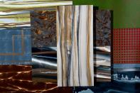 Kinon is a handmade finish that can add color and interest to walls, flooring, cabinetry, furniture, doors, and decorative details in commercial and hospitality environments. It is made of a resin hand cast in several layers onto a user-specified substrate, which can be MDF, aluminum, foam core, aluminum honeycomb, acrylic, or PVC. Panels come in up to 5’-by-12’ sizes and in more than 135 patterns and textures (tk shown). kinon.com