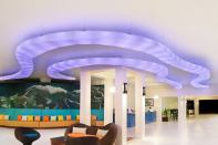 These decorative ceiling clouds by Seeyond Architectural Solutions were designed with its proprietary specification tool Tess, which coordinates the clouds’ design, manufacturing, and installation processes. Made with a strong cellular resin that weighs 1 pound per square foot, the clouds are installed in modules and use hidden hardware. seeyond.com