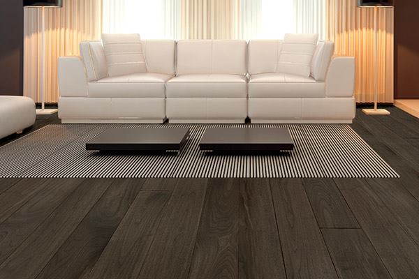 Engineered wood flooring was once offered in a limited number of wood species, but the durable flooring option has come a long way in terms of style. Charcoal walnut, part of Terra Legno’s Annoso Collection, is manufactured through a process that uses younger and smaller trees rather than old-growth hardwoods. The 5"-wide, 9/16"-thick planks have an oil finish. terralegno.com