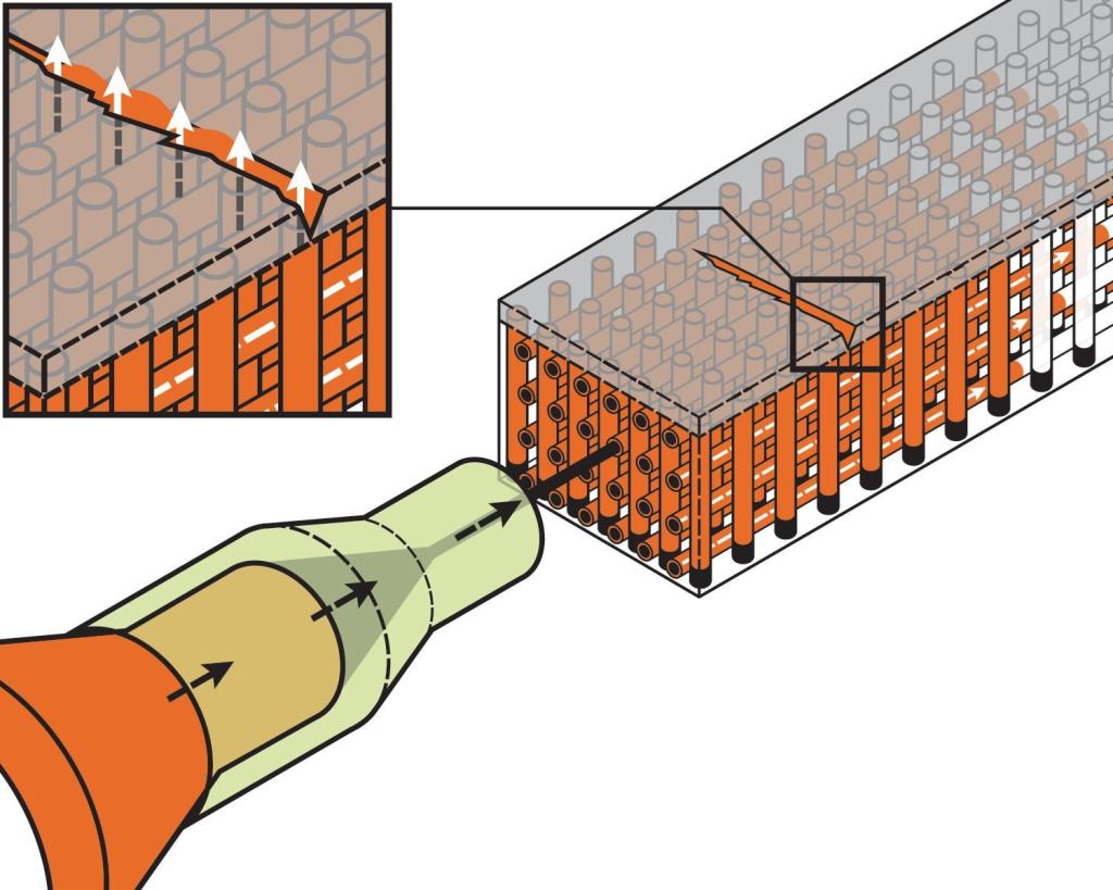 The Beck Institute for Advanced Science and Technology at the University of Illinois at Urbana-Champaign developed a self-healing polymer that can mend itself with a microencapsulated healing agent.
