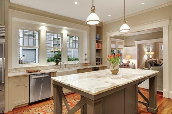 To expand this small kitchen, architect Kent Lineberger removed the pantry and incorporated the hallway into the space.