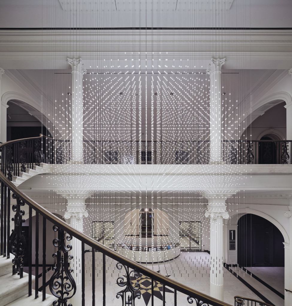 Starlight by Cooper Joseph Studio filled a literal and figurative void in the Museum of the City of New York. The installation of more than 10,000 LEDs suspends from the dome ceiling of the building’s rotunda.