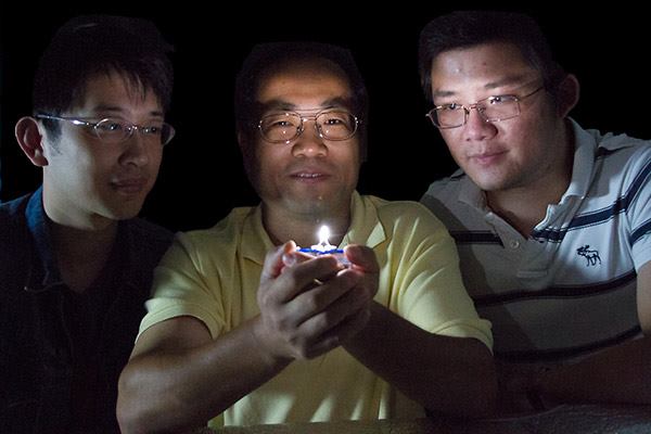Zhengwei Pan and colleagues view the world's first single-phosphor, single-emitting-center-converted LED that emits warm white light.