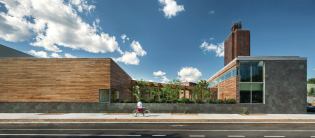Wherever possible, the architects incorporated West African–inspired patterning into the Weeksville Heritage Center, as in the Vermont Structural Slate wall panels.