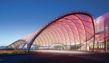 The Yonkers Casino entry features a glowing porte-cochère canopy made of structural steel tubes and ETFE pillows.