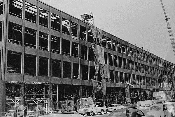 The under-construction MLK Library.