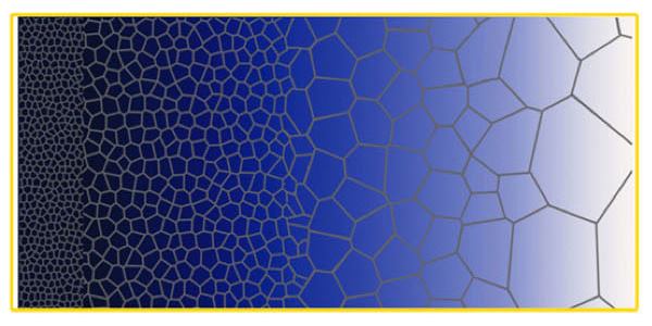 A diagram of a gradient structure similar to that found in a cross-section of bamboo.