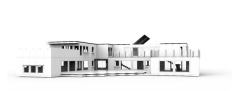 A model of Irish architect Damien Murtagh's 2009 Longacres House in Portrane, Ireland, created using his Arckit modeling components.