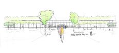 Sketch of the main entrance and garden by Renzo Piano.