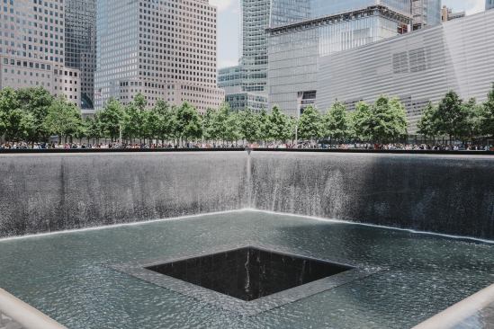 At Ground Zero, two reflecting pools memorialize the sites of the former Twin Towers.