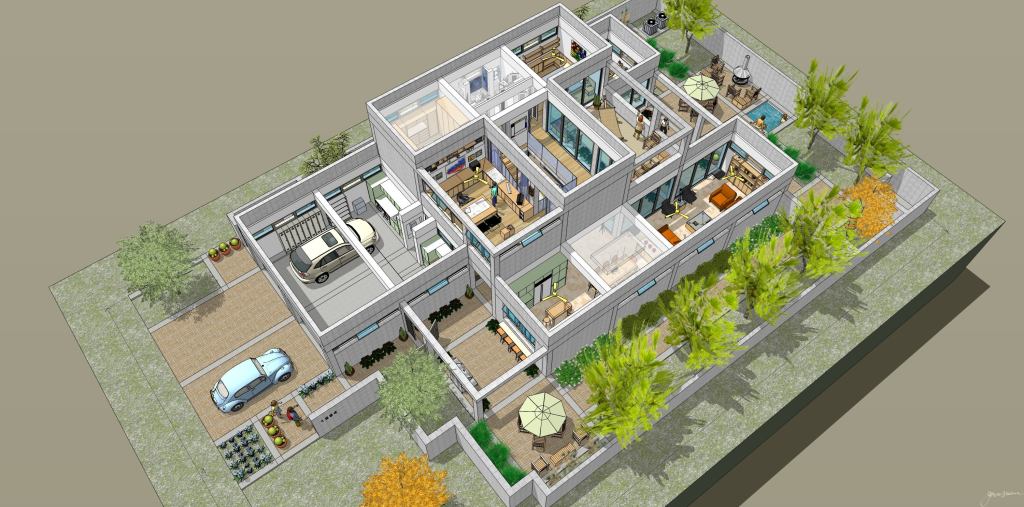 Court house case study, rendered in SketchUp