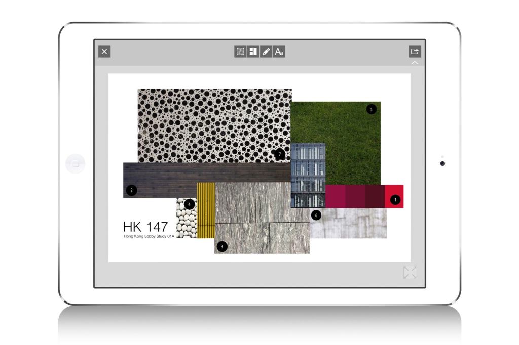 Board users can juxtapose their clipped objects and swatches to create a polished design vision.