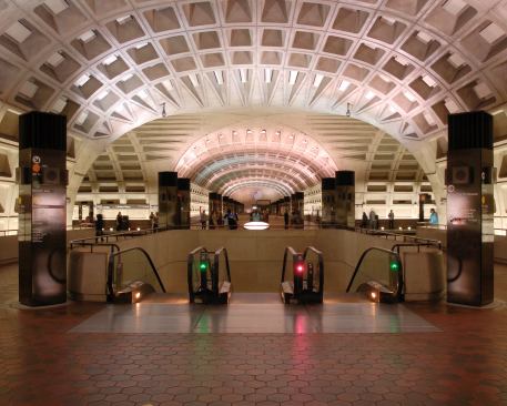 L'Enfant Plaza station, the last station in the District of Columbia before entering Virginia, was completed in 1977.