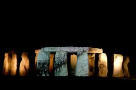 Video of World War I soldiers is projected on the rocks at the Stonehenge monument in England. The installation is part of a new exhibition opening Wednesday, "Soldiers at Stonehenge: Salisbury Plain and the journey to the First World War," that looks back at the site when it was military training grounds.