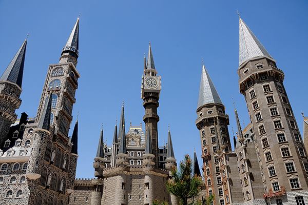The new campus of Hebei Academy of Fine Arts in Shijiazhuang, China, on May 27. The college's under-construction campus has been dubbed the Hogwarts of Asia because of its resemblance to the school from the Harry Potter series.