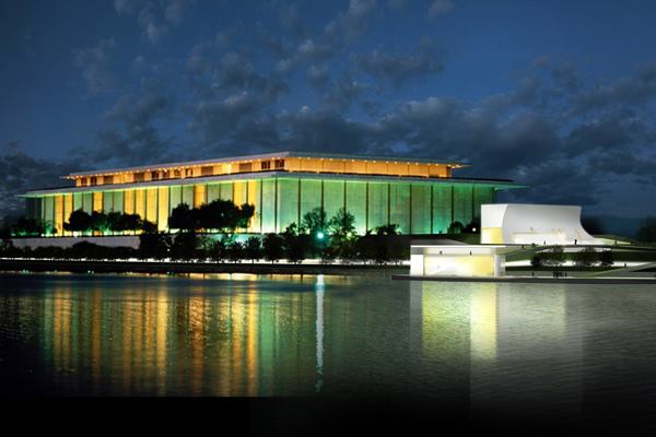Concept rendering of the Kennedy Center Expansion Project from across the Potomac River.
