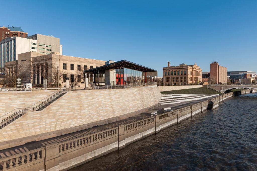 Principal Riverwalk Pavilion & Pump Station, Des Moines, Iowa, by Substance Architecture.