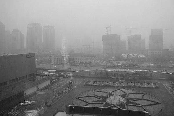 Beijing smog as seen from the China World Hotel, March 2003