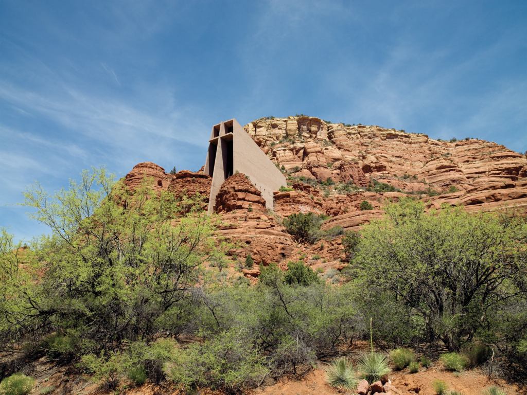 Church of the Holy Cross, designed by Ashen + Allen, rises out of the rocks in Sedona, Ariz.