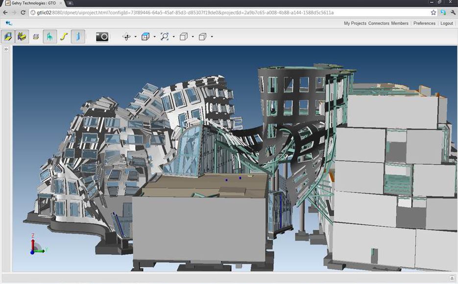 A building model as viewed in Gehry Technologies' GTeam software, which is now part of Trimble Navigation's product portfolio.