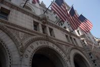 The current Pennsylvania Avenue facade of the Old Post Office building.