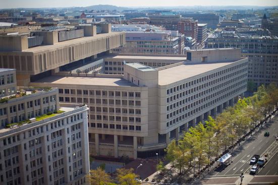The FBI's current Washington, D.C., headquarters in the J. Edgar Hoover building.