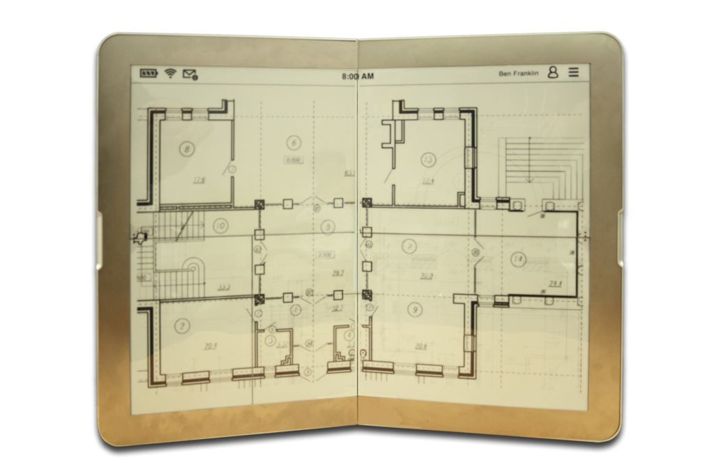 Zephyr users can view B-size drawings at full scale as well as D-size drawings, by quandrant. The e-portolio's display can be scaled to match the drawing scale.