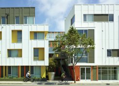 The pedestrian-scaled exterior.