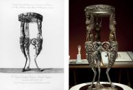Piranesi’s drawing of the Isis Tripod (left) and Factum Arte's 3D construction.