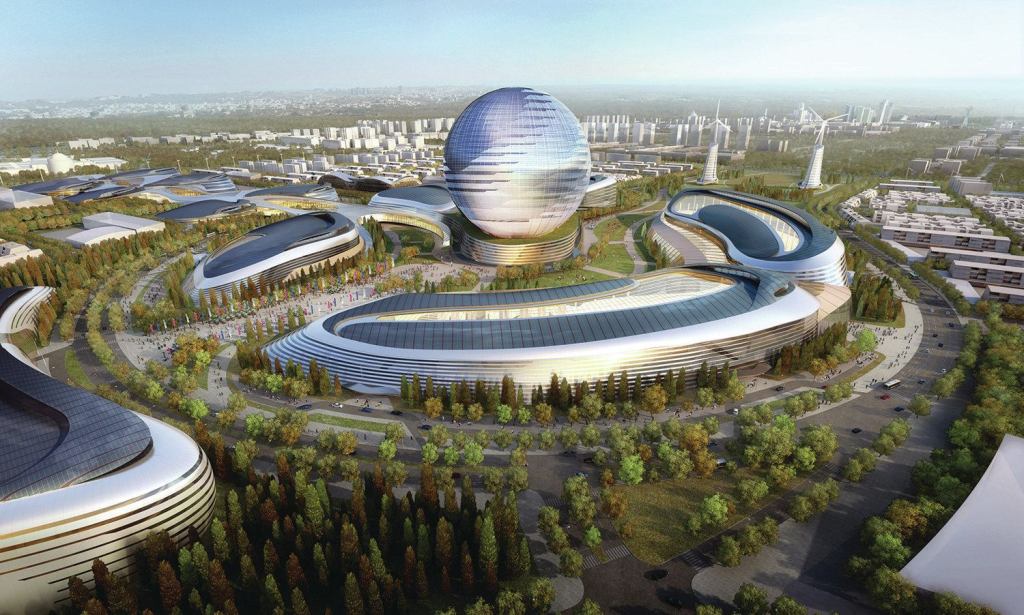 Adrian Smith + Gordon Gill Architecture’s winning design for Expo 2017 in Astana, Kazakhstan. 

The series of pavilions, retail, and residential spaces will be powered by renewable energy sources and linked to a smart grid.