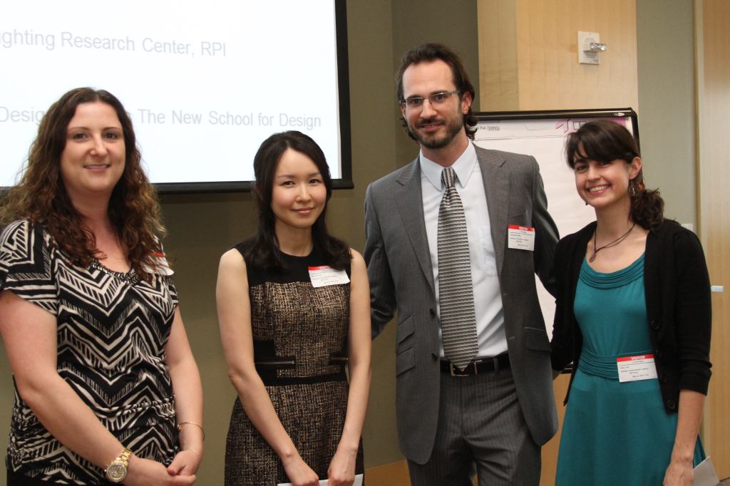 Left to right: Kelly Seeger, IESNYC Board Member; Jiyoung Bae, IESNYC Thesis Prize recipient; Brian Belluomini, vice president of the IESNYC; and Erin Ryan, IESNYC Thesis Prize recipient.