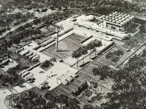Ralph Rapson produced these drawings for the Lakewood Cemetery Mausoleum, which was honored with a P/A Award in 1968.