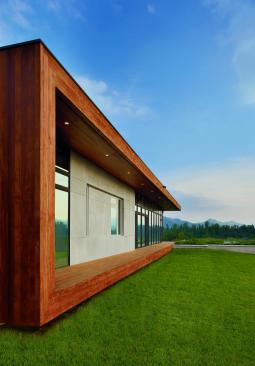 
  The
  Lecicester home is a modern and minimal example of architectural brilliance.
  The home is placed perfectly amongst its wide-open surroundings.&nbsp; A broad range of standard Marvin window and
  door options were all carefully coordinated with the very professional Marvin
  team. The solution of a window wall along the south and west fa&ccedil;ades of the
  upper level brings the outdoors in. This custom configuration of standard
  Marvin products is integral to the vision of the house, as well as the
  economics of its construction. Punched windows in the lower level, also by
  Marvin, contrast nicely with the expression of the main living area. A
  continuous transom of glass at the entry fa&ccedil;ade allows morning light to
  dapple across the interior ceiling. The fenestration was integral to the very
  premise of the house, unifying the interiors with the site’s mountain
  views.&nbsp;