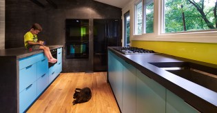 Remodeling Design Award judges loved how this kitchen, designed by architect Janet Bloomberg, honors the mid-century modern style but updates it with new appliances, installed by contractor Ricardo Cardenas. Also loved: the bright, contrasting colors; precise cabinetry—all of it custom-built; and abundance of daylight.