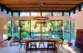 The dining area now takes up half of what was originally the living room.