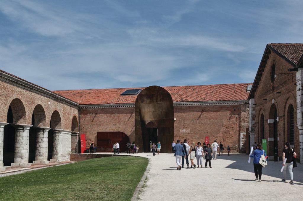 Visitors arrive at the Arsenale in Venice for the 14th International Architecture Exhibition, curated by Rem Koolhaas. Exhibits are housed not only in the Arsenale, which is the city’s former shipyards, but also in the national pavilions and Central Pavilion in the nearby Giardini park.