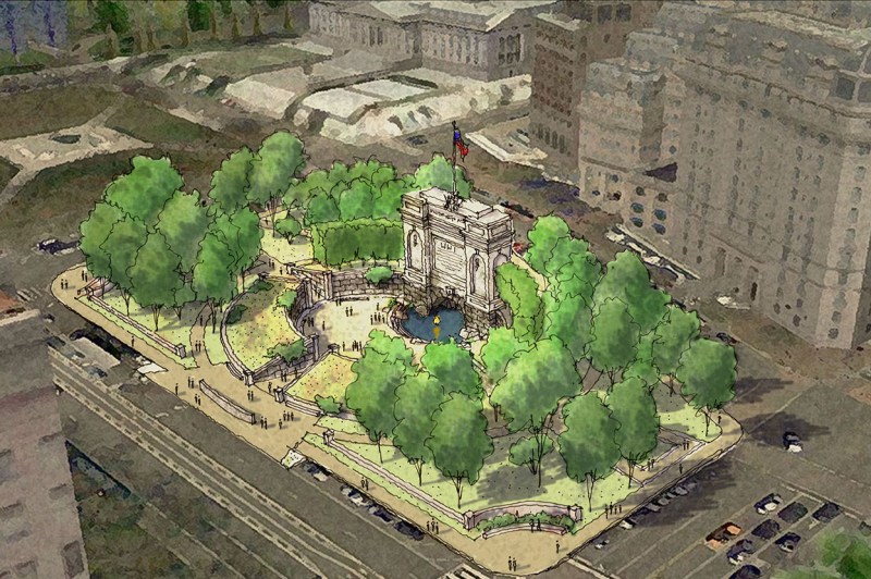 Aerial view of Kimmel Studio's shortlisted submission to the National World War I Memorial design competition.&nbsp;