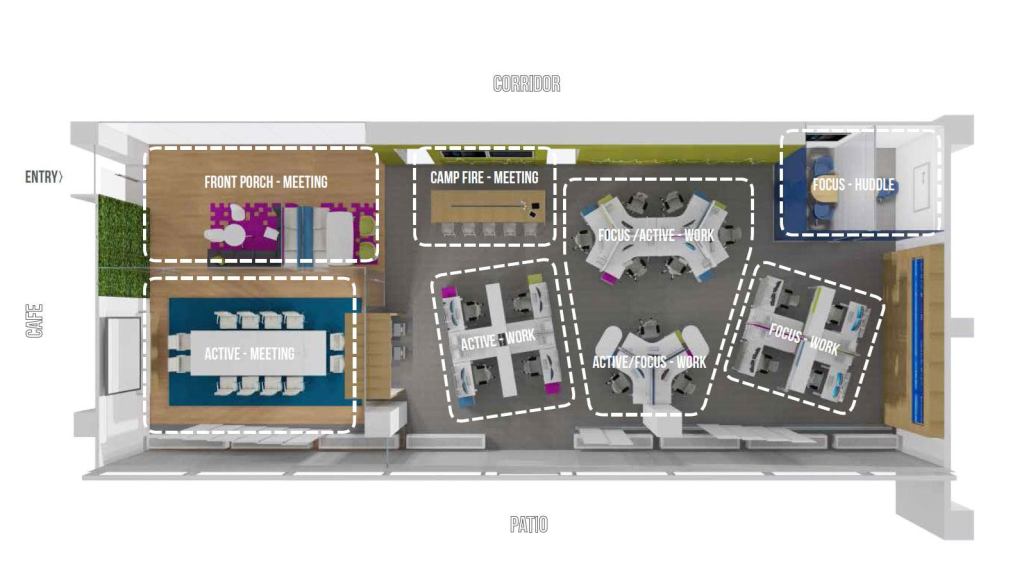 The layout of the proposed pop-up lab for the FBI's current headquarters at the J. Edgar Hoover Building in Washington, D.C.