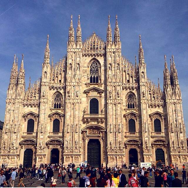The Milan Cathedral on the Piazza del Duomo.