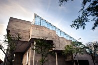 Harvard's Gund Hall was designed by Australian architect John Andrews, and houses the university's Graduate School of Design.