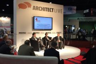 ARCHITECT Live hosted a panel on the Regional Resilience Design Studios on Friday at the AIA Convention. From left: Stephen Luoni, director of the University of Arkansas Community Design Center; AIA Foundation executive director Sherry-Lea Bloodworth Botop; and David Perkes, the director of the Gulf Coast Community Design Studio.