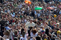 Pope Francis is greeted in St. Peter's Square, at the Vatican, on Wednesday, May 27.