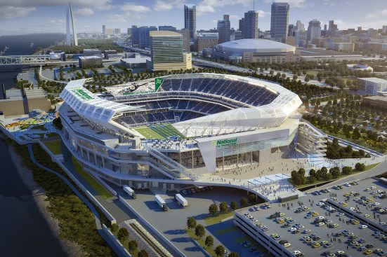 Aerial rendering of National Car Rental Field.