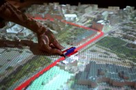A neighborhood-scale Lego model of new bus transit modules from the MIT Media Lab's Changing Places group.