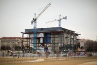 Construction continues for the Smithsonian's National Museum of African American History and Culture on the National Mall in Washington. The building will be situated between the National Museum of American History and 15th Street, next to the Washington Monument. When it opens to the public in 2016, the museum will be a centerpiece venue for ceremonies and performances, as well as a primary exhibition space for African American history and culture.
