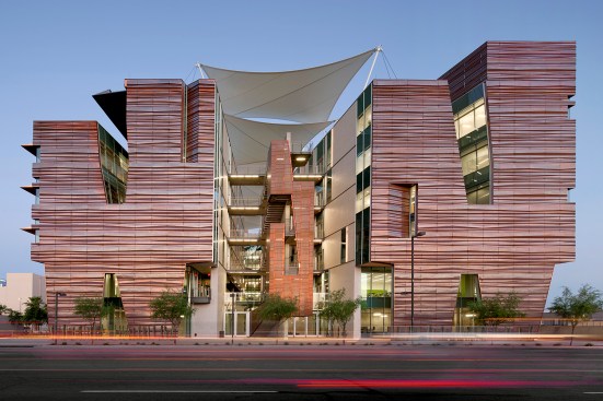 Health Sciences Education Building, Phoenix Biomedical Campus, by CO Architects with Ayers Saint Gross - East elevation.