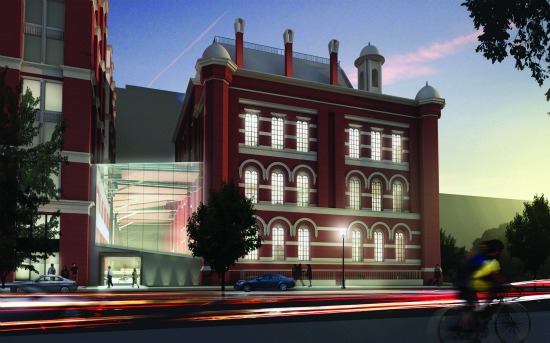 A winning 2014 proposal: Franklin School Addition by Perkins+Will, Washington, D.C., which features a complete restoration, the addition of a glass-enclosed winter garden, and canopied green roof vegetation.