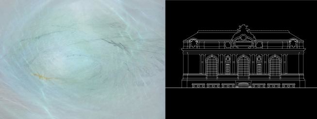 An animated interpretation and street view sketch of Grand Central Terminal.