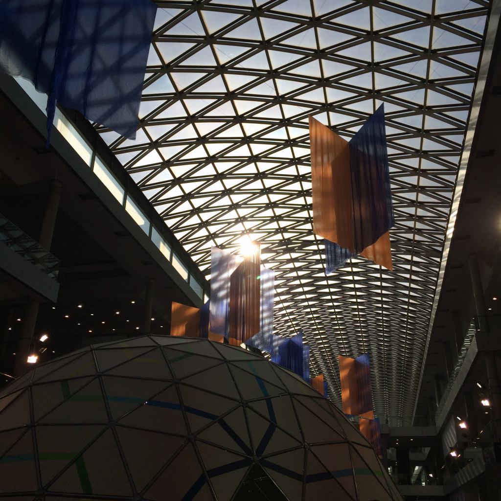 Inside the Feria Valencia convention center, which was designed in 2007 by Valencia-based Tomás Llavador Arquitectos+Ingenieros and hosted this year's event.