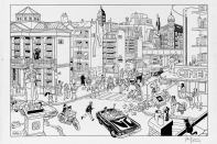 Bibliostraat by Peter Van DongenLot 271 Ink on paper, 57 x 38 mm
